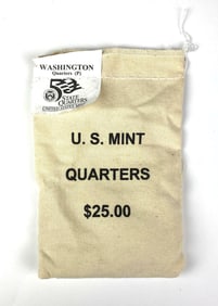 US Mint $25 Washington P Quarters in Original Canvas Bag