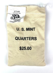 US Mint $25 Utah D Quarters in Original Canvas Bag