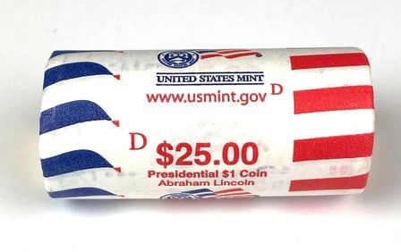 $25 Roll of US Presidential $1 Abraham LincolnCoins