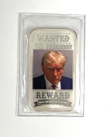 Highland Minting Trump Wanted For President 1 oz .999 Fine Silver Ingot/ Bar