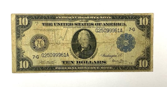 1914 US $10 Federal Reserve Note