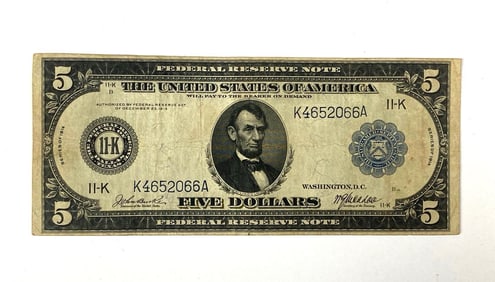 1914 US $5 Federal Reserve Note