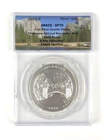 2011 P US Mint ATB 5 oz Silver Chickasaw National Recreation Area ANACS SP70
