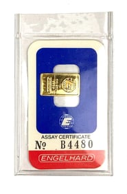 Engelhard 1 Gram .999 Fine Gold Ingot/ Bar