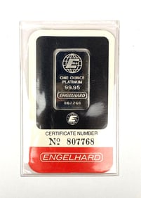 Engelhard 1 oz .999 Platinum Ingot/ Bar