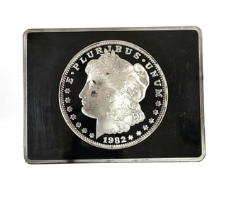 1982 US Morgan Silver Dollar 2 oz .999 Fine Silver Ingot/Bar