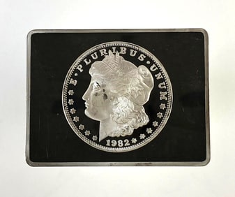 1982 US Morgan Silver Dollar 2 oz .999 Fine Silver Ingot/Bar