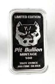 Pit Bullion 1oz .999 Fine Silver Bar/Ingot