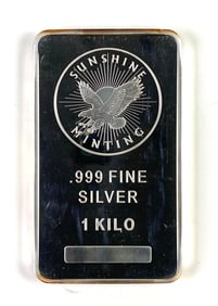 Sunshine Minting 1 kg .999 Silver Bar/Ingot