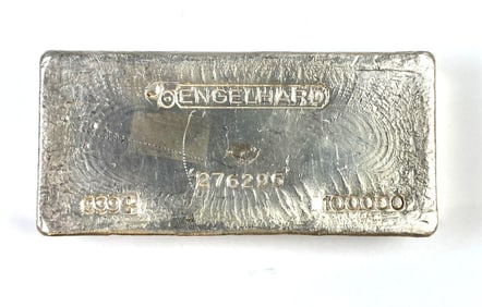 RARE Early Hand Poured Bullseye Engelhard 100 oz .999 Fine Silver Bar/Ingot