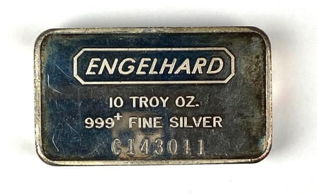 Engelhard 10 oz .999 Fine Silver Ingot/ Bar