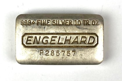 Engelhard LOAF 10 oz .999 Fine Silver Ingot/ Bar