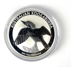 2011 Australia $10 Kookaburra 10 oz .999 Fine Silver Coin