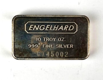 Engelhard 10 oz .999 Fine Silver Ingot/ Bar