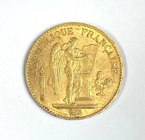 1877 Republique Francaise 20 Franc Lucky Angel 6.5 Gram Gold Coin