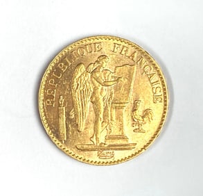 1889 Republique Francaise 20 Franc Lucky Angel 6.5 Gram Gold Coin