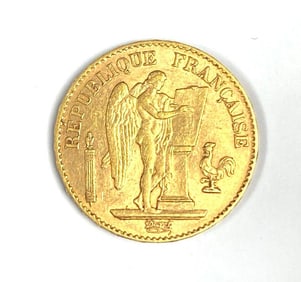 1887 Republique Francaise 20 Franc Lucky Angel 6.5 Gram Gold Coin