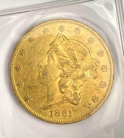 1861 $20 US Liberty Head Gold Coin