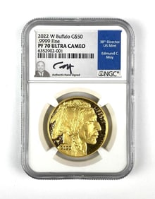 2022 W Buffalo $50 1 oz .9999 Gold NGC Graded PF70 Ultra Cameo