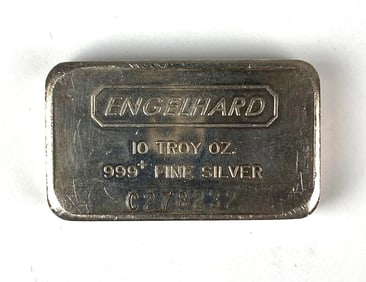 Engelhard 10 oz .999 Fine Silver Ingot/ Bar