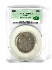 1926 Sesquicentennial Commemorative Half Dollar CAC Graded AU Details