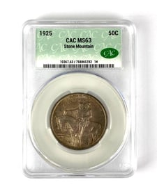 1925 Stone Mountain Half Dollar CAC Graded MS63
