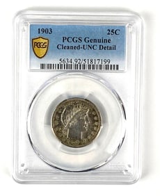 1903 Barber Silver Quarter PCGS Graded UNC Detail