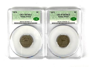 Group of 2 Shield Nickel CAC Graded