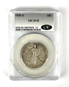 1935 S Walking Liberty Half Dollar CAC Graded XF45