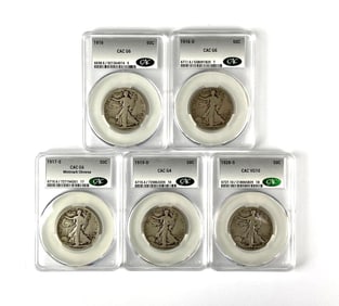 Group of Walking Liberty Half Dollars CAC Graded