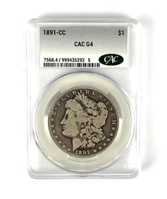 1891 CC US  Morgan Silver Dollar CAC Graded C4