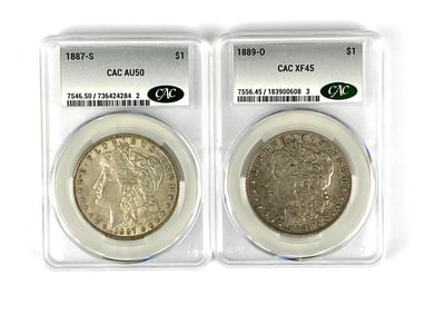 Group of 2 US Morgan Silver Dollar CAC Graded