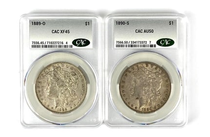 Group of 2 US Morgan Silver Dollar CAC Graded C4