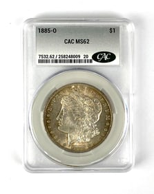 1885 O US Morgan Silver Dollar CAC Graded MS62