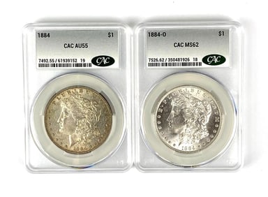 Group of 2 US Morgan Silver Dollar CAC Graded