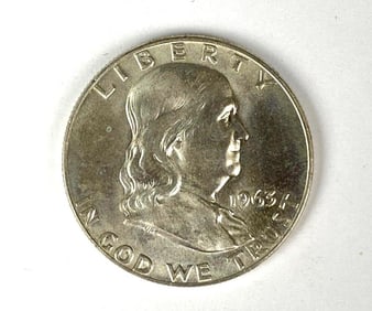 1963 D Benjamin Franklin Silver Half Dollar