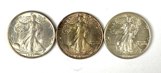 Group of 3 US Walking Liberty Half Dollar