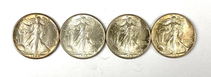 Group of 4 US Walking Liberty Half Dollar