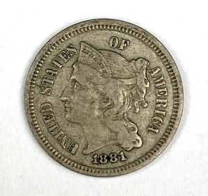 1881 US 3 Cent Nickel