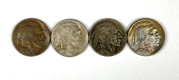 Group of 4 US Buffalo Nickels