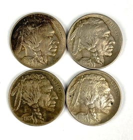 Group of 4 1913 US Buffalo Nickels