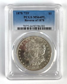 PCGS Graded 1878 7TF US $1 Morgan Silver Dollar MS64PL
