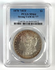 PCGS Graded 1878 7/8TF US $1 Morgan Silver Dollar MS64