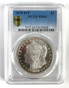 PCGS Graded 1878 8TF US $1 Morgan Silver Dollar MS64