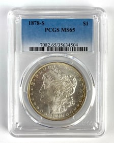 PCGS Graded 1878-S US $1 Morgan Silver Dollar MS65