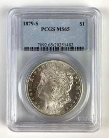 PCGS Graded 1879-S US $1 Morgan Silver Dollar MS65