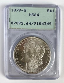 PCGS Graded 1879-S US $1 Morgan Silver Dollar MS64