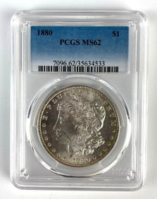 PCGS Graded 1880 US $1 Morgan Silver Dollar MS62