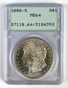 PCGS Graded 1880-S US $1 Morgan Silver Dollar MS64