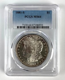 PCGS Graded 1881-S US $1 Morgan Silver Dollar MS64